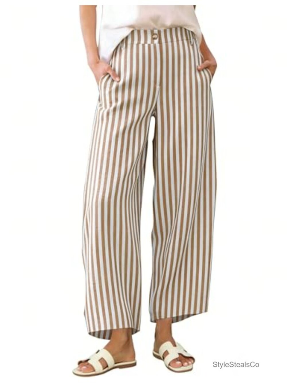 Striped Barrel Pants High Rise Wide Leg Palazzo Trousers for Women Summer